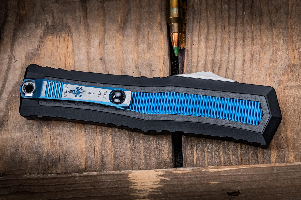Microtech/Marfione 定制 Atreus ZBP OTF M390钢 碳纤维+钛手柄 MCT1290-HPBLTI-MCK 蓝色 26500