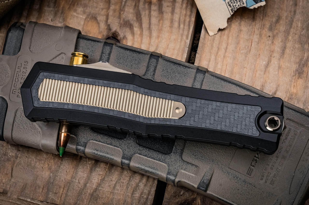 Microtech/Marfione 定制 Atreus ZBP OTF M390MK钢 碳纤维+钛手柄 MCT1290-HPBZTI-MCK 青铜色 26500