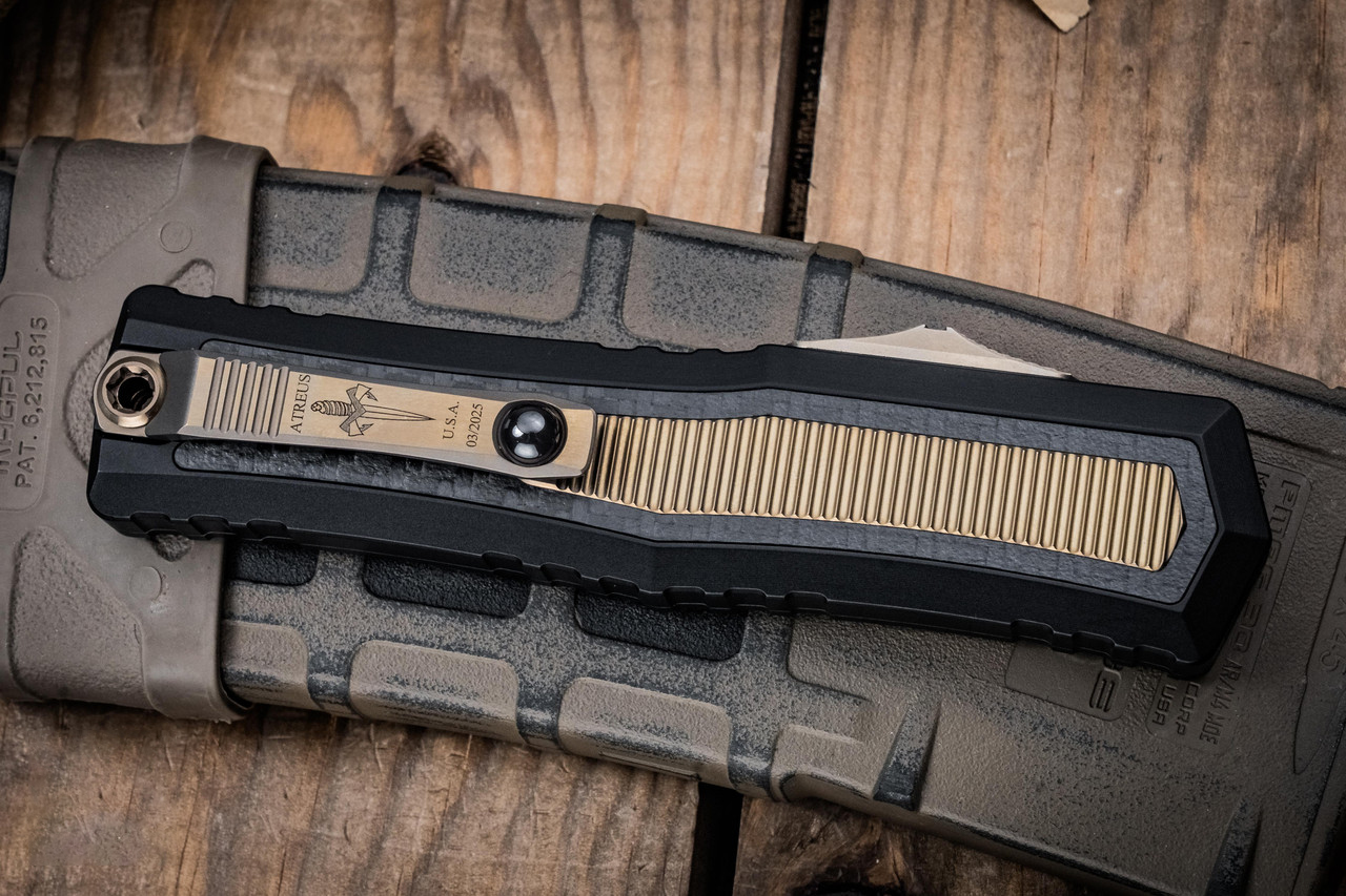 Microtech/Marfione 定制 Atreus ZBP OTF M390MK钢 碳纤维+钛手柄 MCT1290-HPBZTI-MCK 青铜色 26500