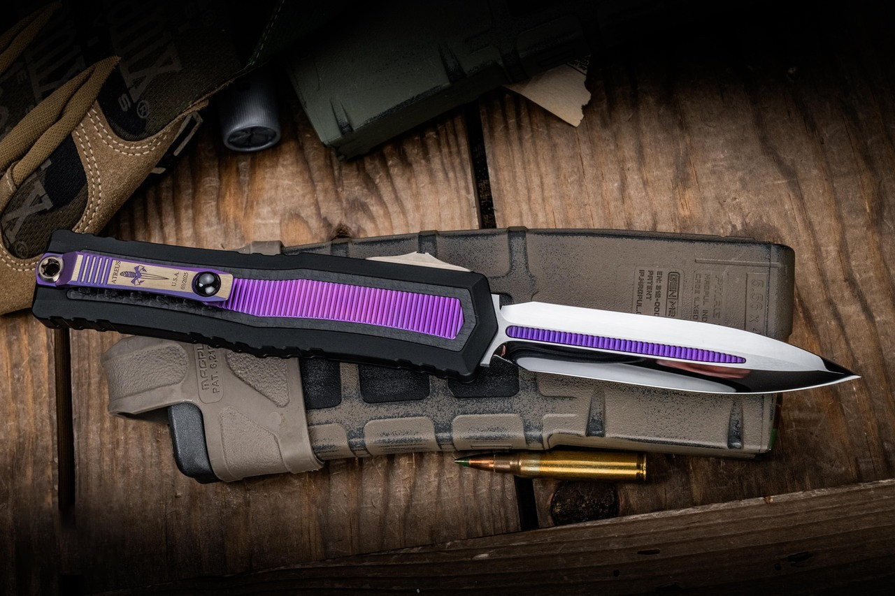 Microtech/Marfione 定制 Atreus ZBP OTF M390MK钢 碳纤维+钛手柄 MCT1290-HPPUTI-MCK 紫色 26500