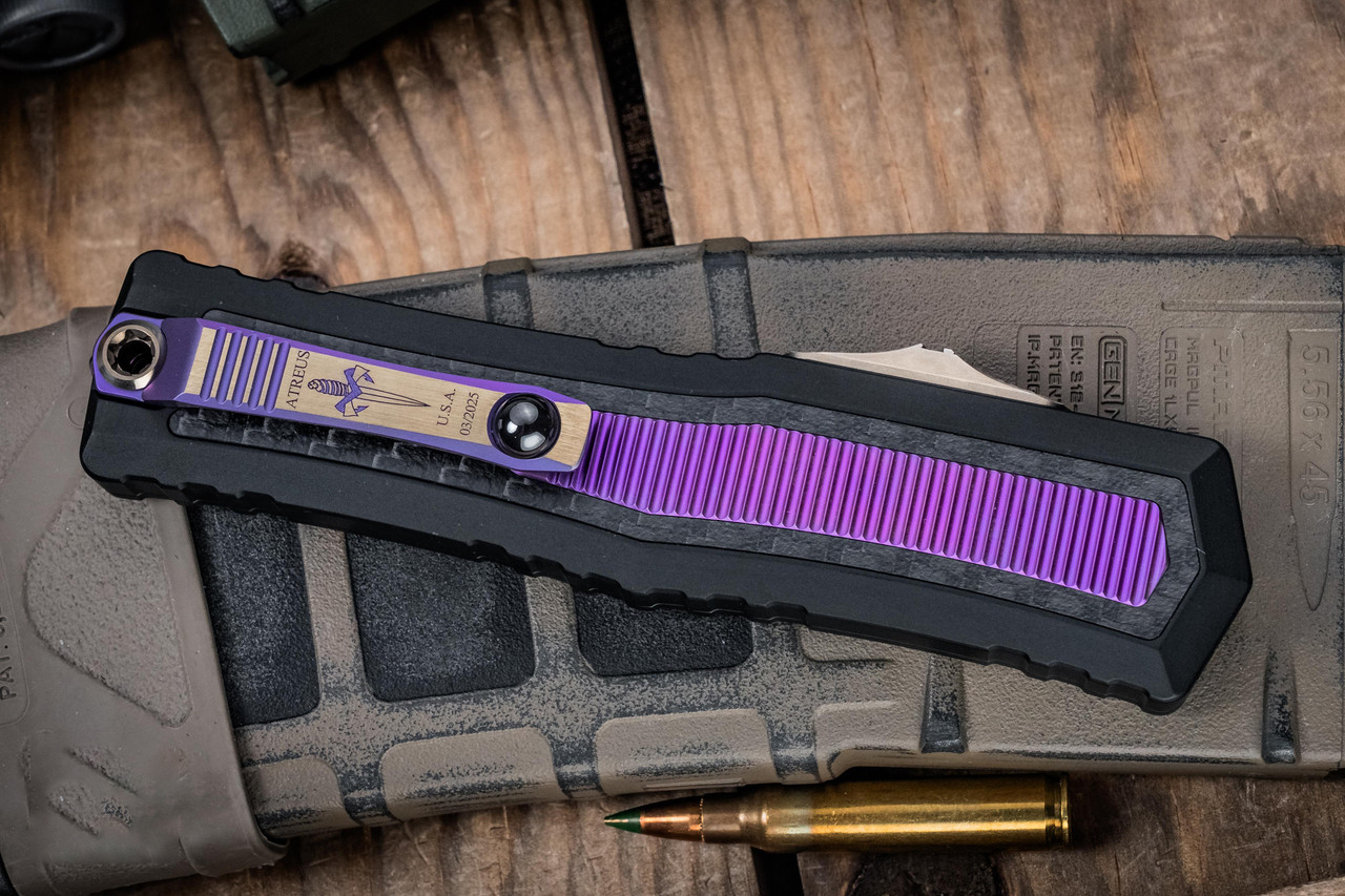 Microtech/Marfione 定制 Atreus ZBP OTF M390MK钢 碳纤维+钛手柄 MCT1290-HPPUTI-MCK 紫色 26500
