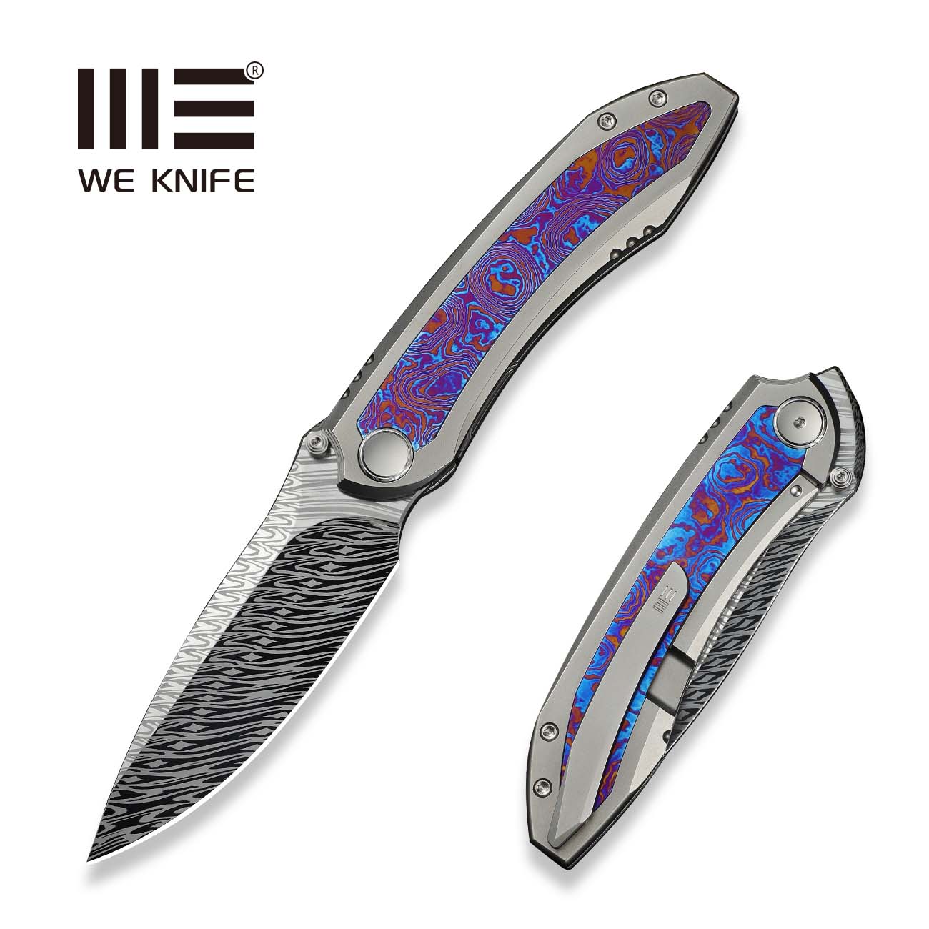WEKNIFE Winsome  大马士革钢 钛手柄 WE23092-DS1 火焰色 6660