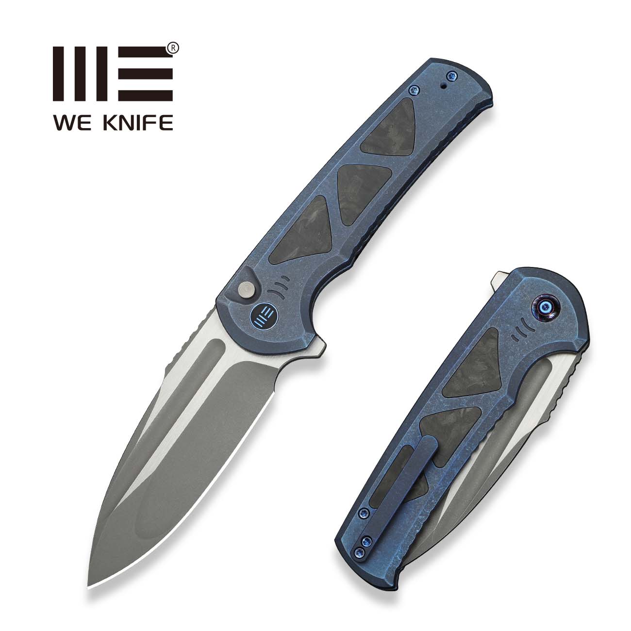 WEKNIFE Sylox M390钢 碳纤维+钛手柄 WE24027-2 蓝色 2600