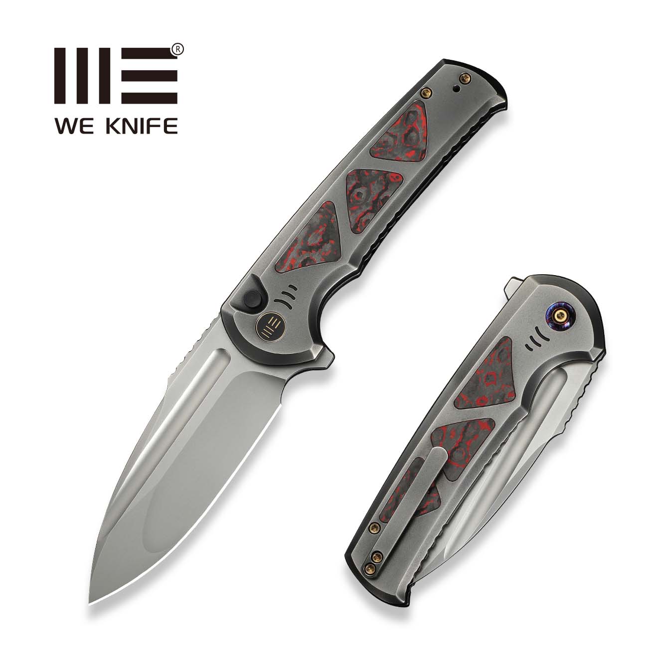 WEKNIFE Sylox M390钢 碳纤维+钛手柄 WE24027-3 钛灰色 3080