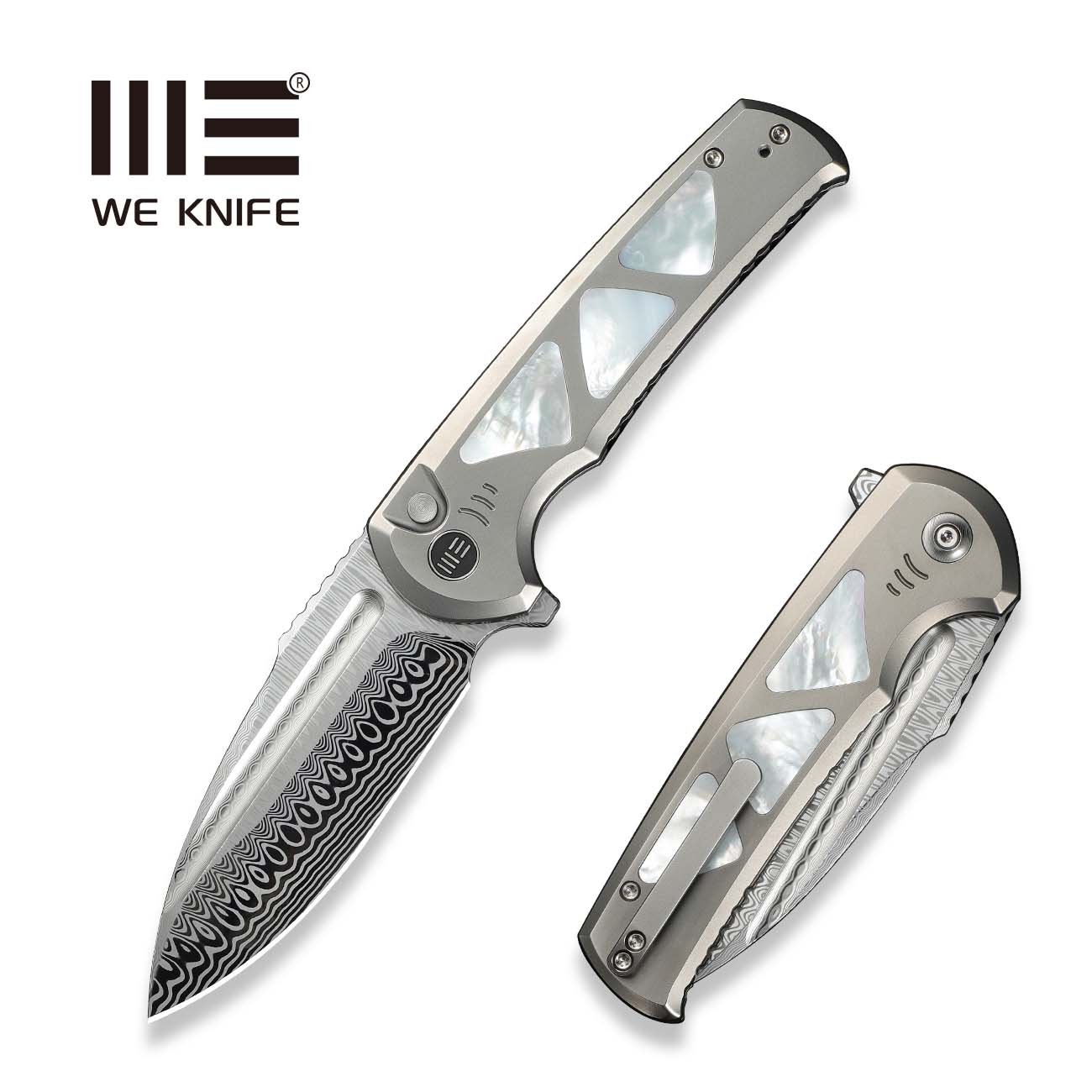 WEKNIFE Sylox 大马士革钢 珍珠母+钛手柄 WE24027-DS1 钛原色 6500