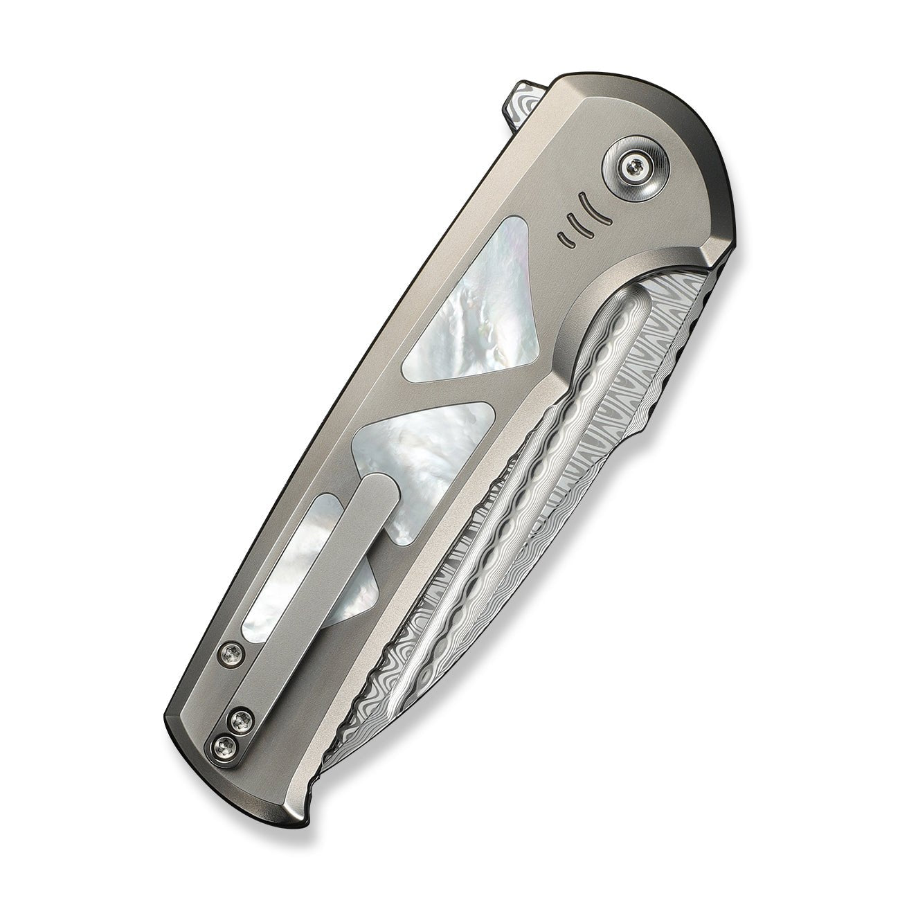 WEKNIFE Sylox 大马士革钢 珍珠母+钛手柄 WE24027-DS1 钛原色 6500