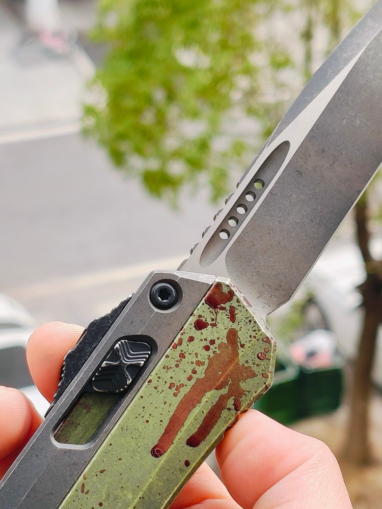 【寄售】Microtech Glykon OTF Knife Tanto Edge Outbreak Finished Handle With | Southern Edges 绿色 5500