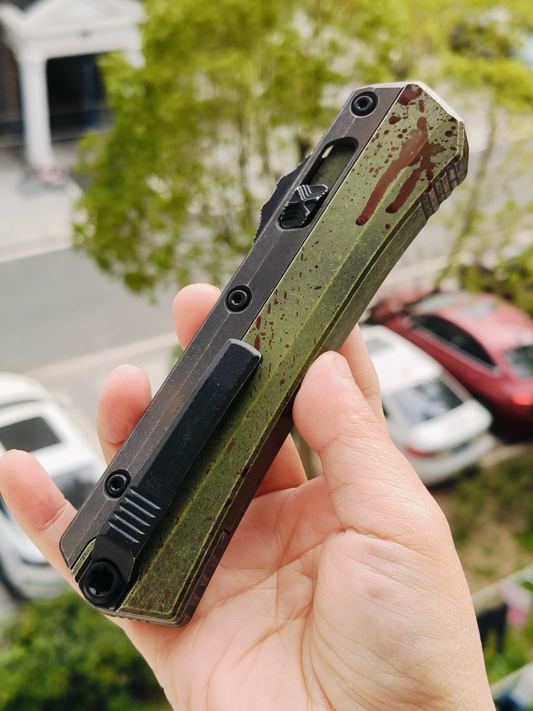 【寄售】Microtech Glykon OTF Knife Tanto Edge Outbreak Finished Handle With | Southern Edges 绿色 5500