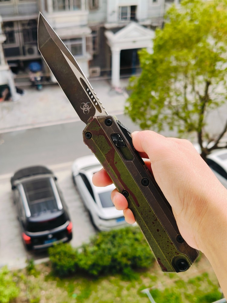 【寄售】Microtech Glykon OTF Knife Tanto Edge Outbreak Finished Handle With | Southern Edges 绿色 5500