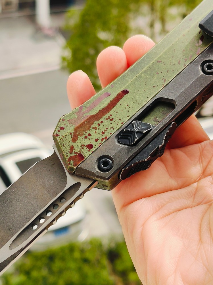 【寄售】Microtech Glykon OTF Knife Tanto Edge Outbreak Finished Handle With | Southern Edges 绿色 5500
