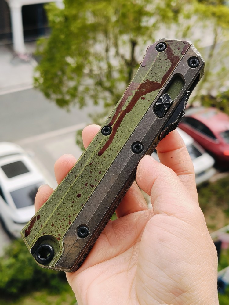 【寄售】Microtech Glykon OTF Knife Tanto Edge Outbreak Finished Handle With | Southern Edges 绿色 5500