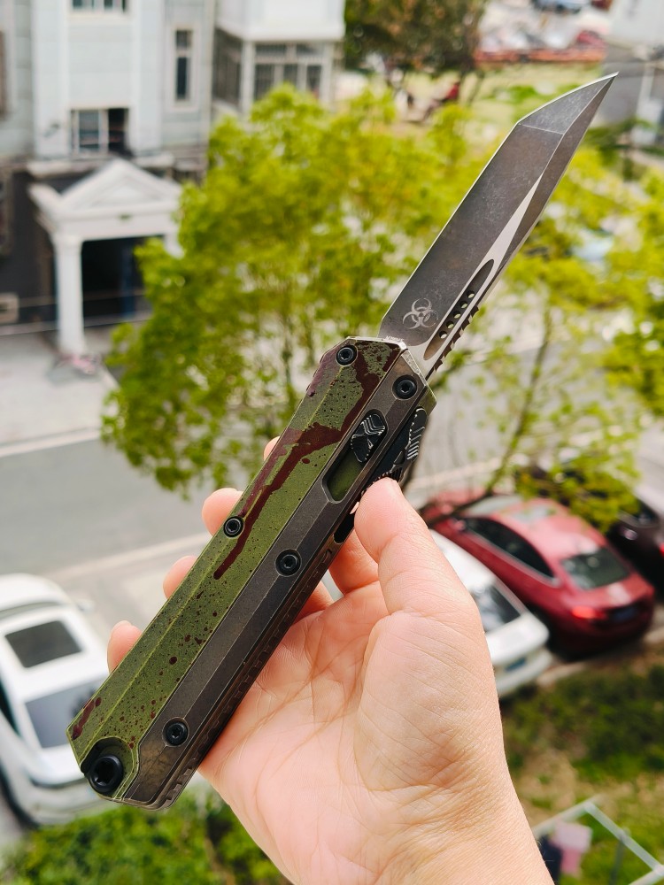 【寄售】Microtech Glykon OTF Knife Tanto Edge Outbreak Finished Handle With | Southern Edges 绿色 5500