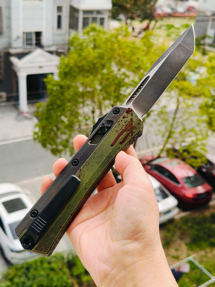 【寄售】Microtech Glykon OTF Knife Tanto Edge Outbreak Finished Handle With | Southern Edges 绿色 5500