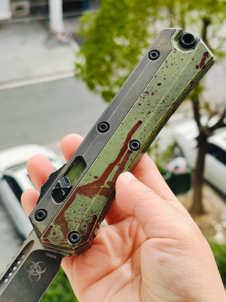 【寄售】Microtech Glykon OTF Knife Tanto Edge Outbreak Finished Handle With | Southern Edges 绿色 5500