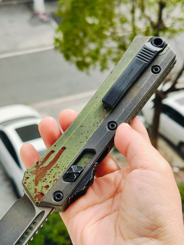 【寄售】Microtech Glykon OTF Knife Tanto Edge Outbreak Finished Handle With | Southern Edges 绿色 5500