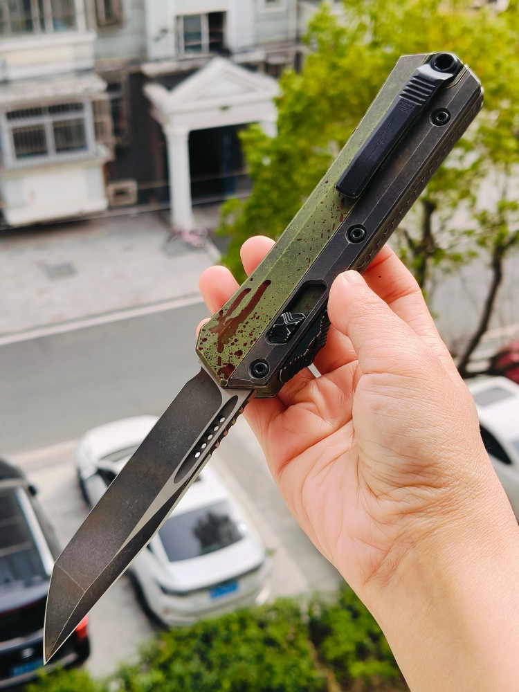 【寄售】Microtech Glykon OTF Knife Tanto Edge Outbreak Finished Handle With | Southern Edges 绿色 5500