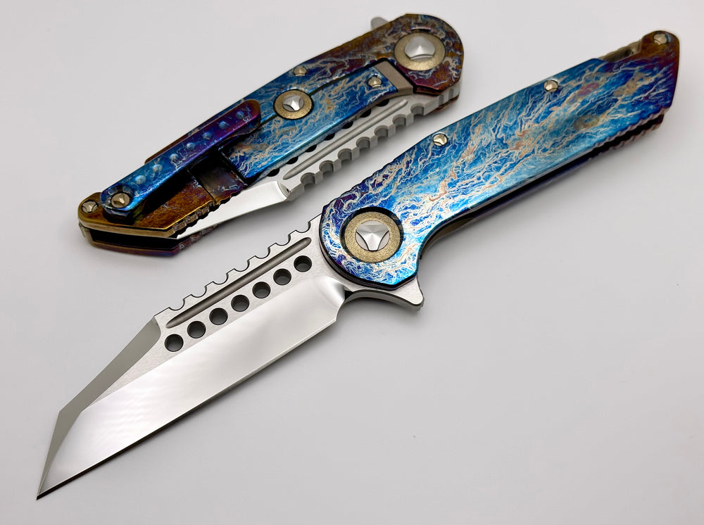 Marfione 定制Warhound M390钢 银酸钛手柄 38000