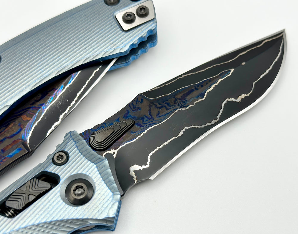 Marfione定制Amphibian RAM-LOK Brute de Forge Metroid 大马士革钢 钛手柄 钴蓝色 35550