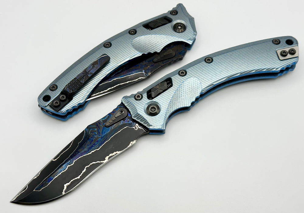 Marfione定制Amphibian RAM-LOK Brute de Forge Metroid 大马士革钢 钛手柄 钴蓝色 35550