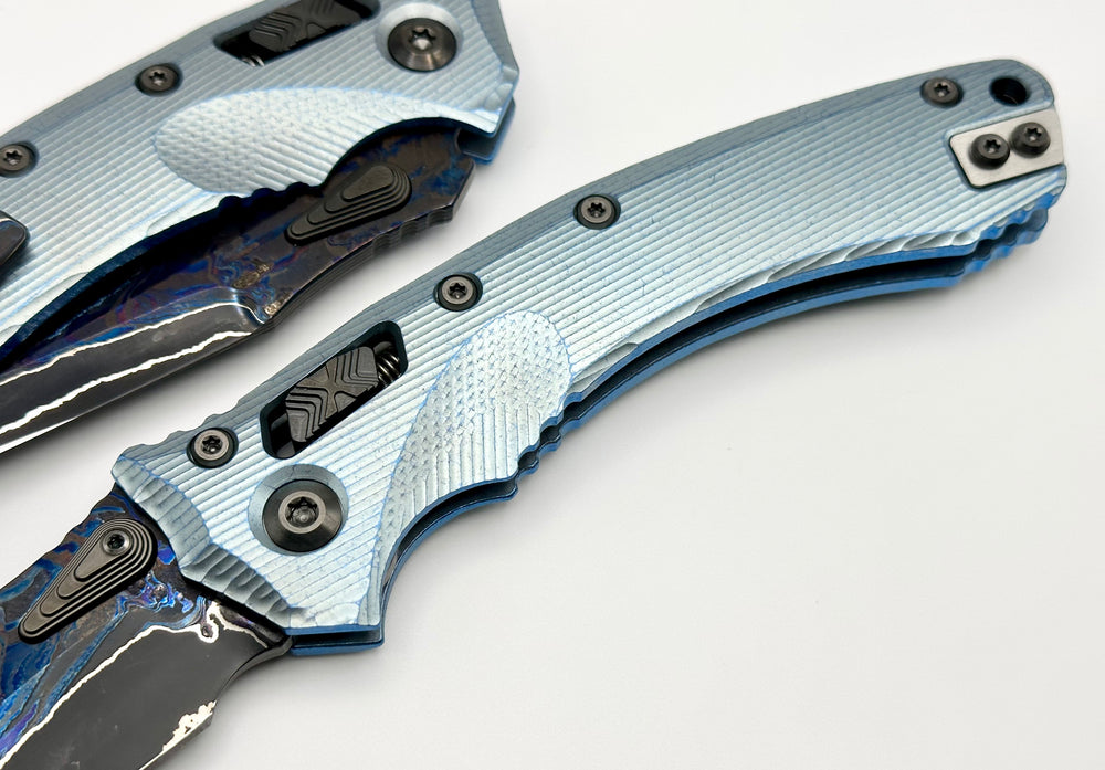 Marfione定制Amphibian RAM-LOK Brute de Forge Metroid 大马士革钢 钛手柄 钴蓝色 35550