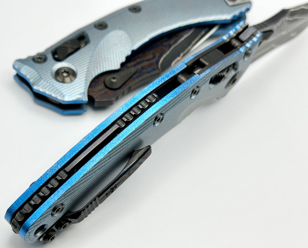 Marfione定制Amphibian RAM-LOK Brute de Forge Metroid 大马士革钢 钛手柄 钴蓝色 35550