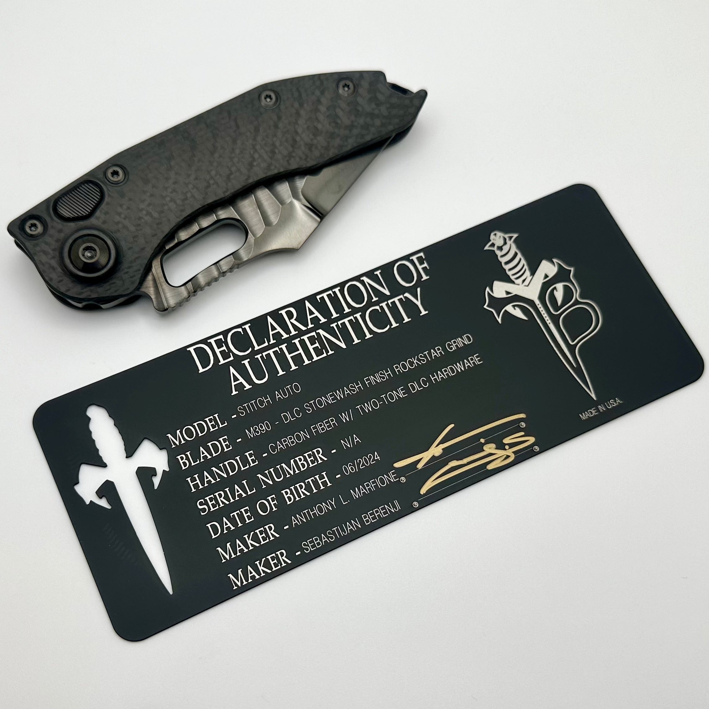 Marfione 定制刀具&Borka刀片 M390钢 碳纤维手柄 黑色 52650