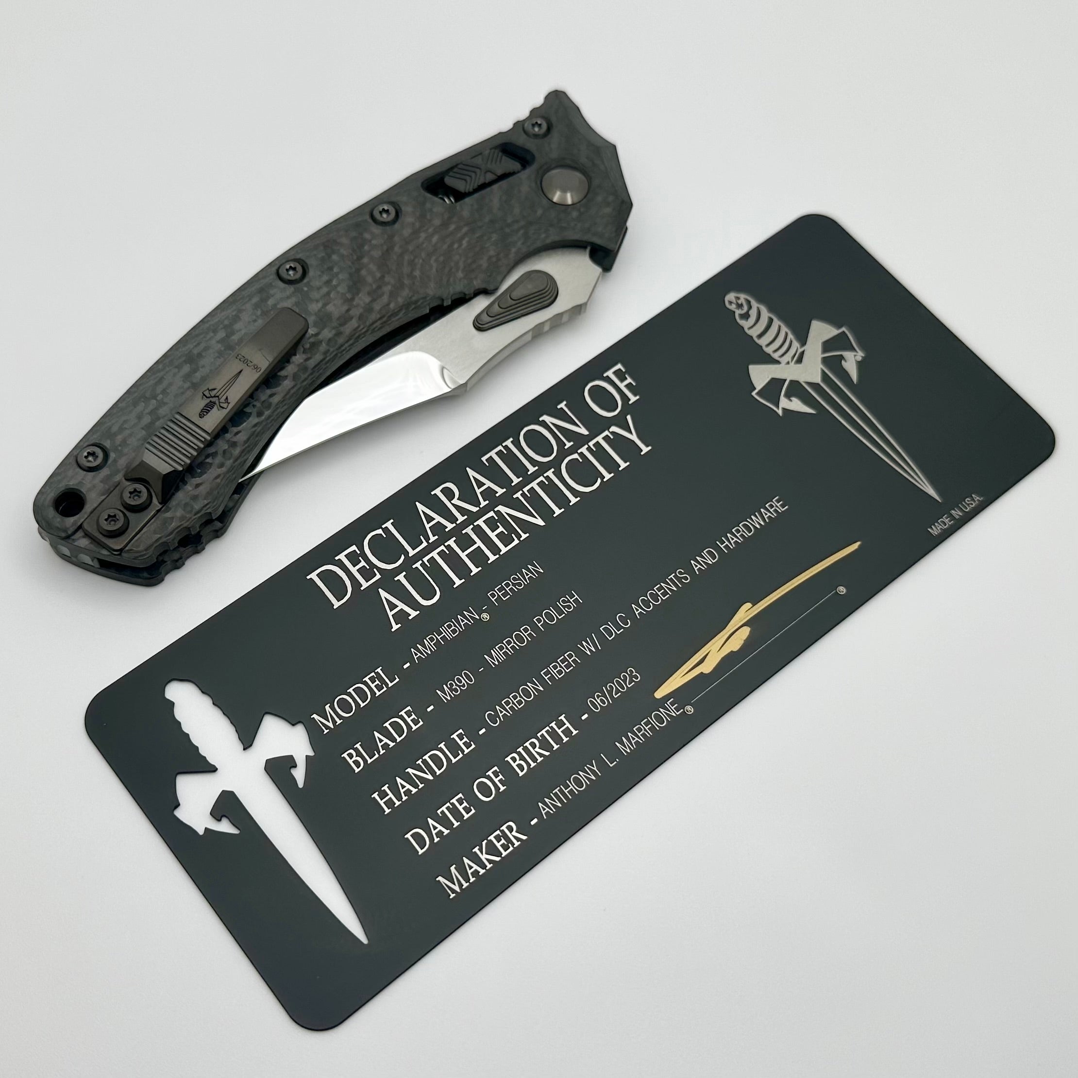 Marfione 定制Amphibian Persian RAM-LOK M390钢 碳纤维手柄 黑色 33300