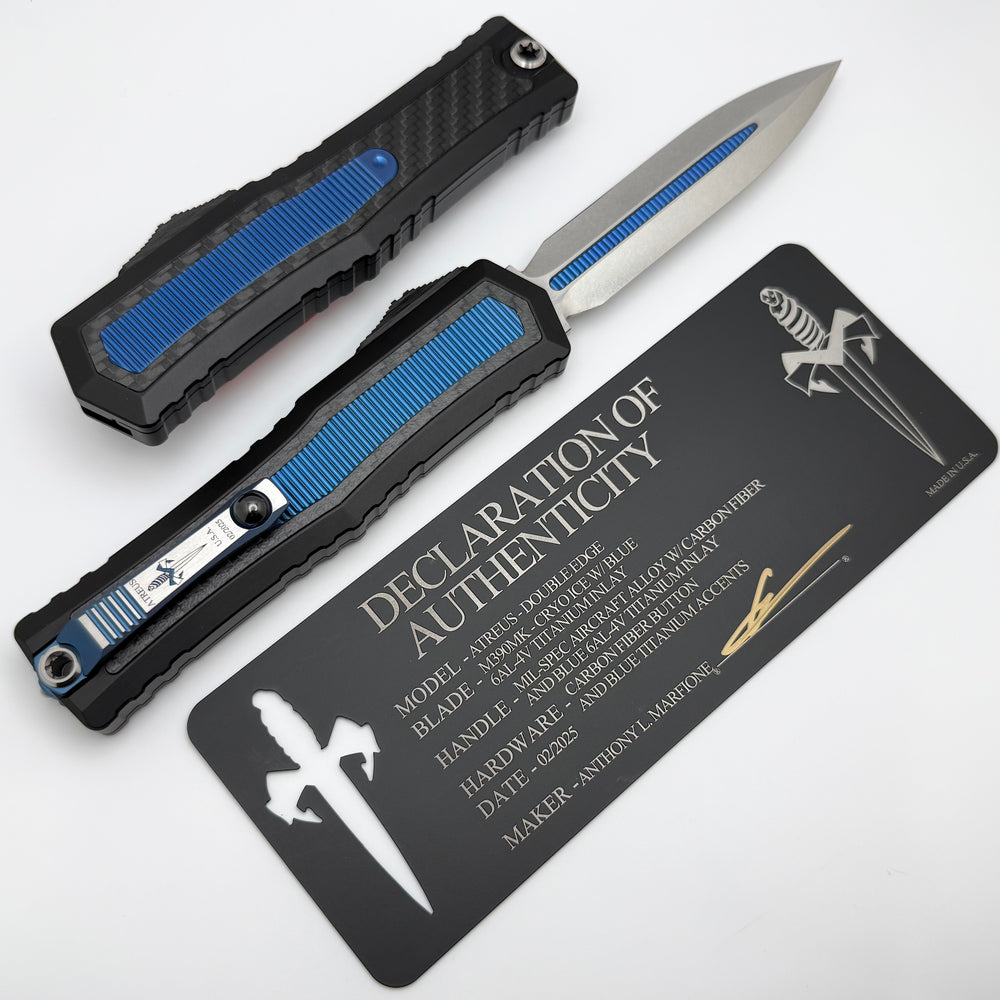 Marfione 定制Atreus M390MK钢 铝制手柄 蓝色 18100