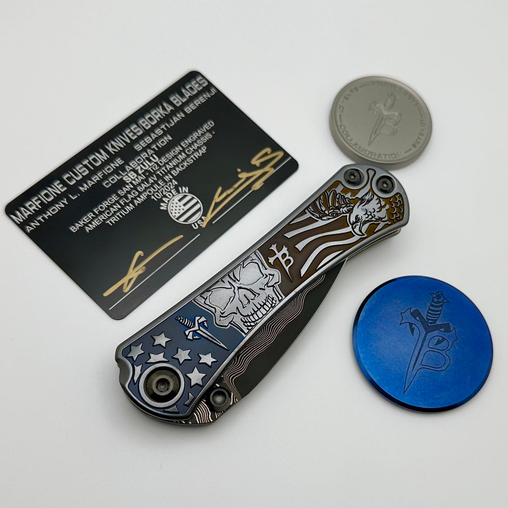 Borka Blades & Marfione 定制SBF Zulu M390钢 钛手柄 钛原色 64350