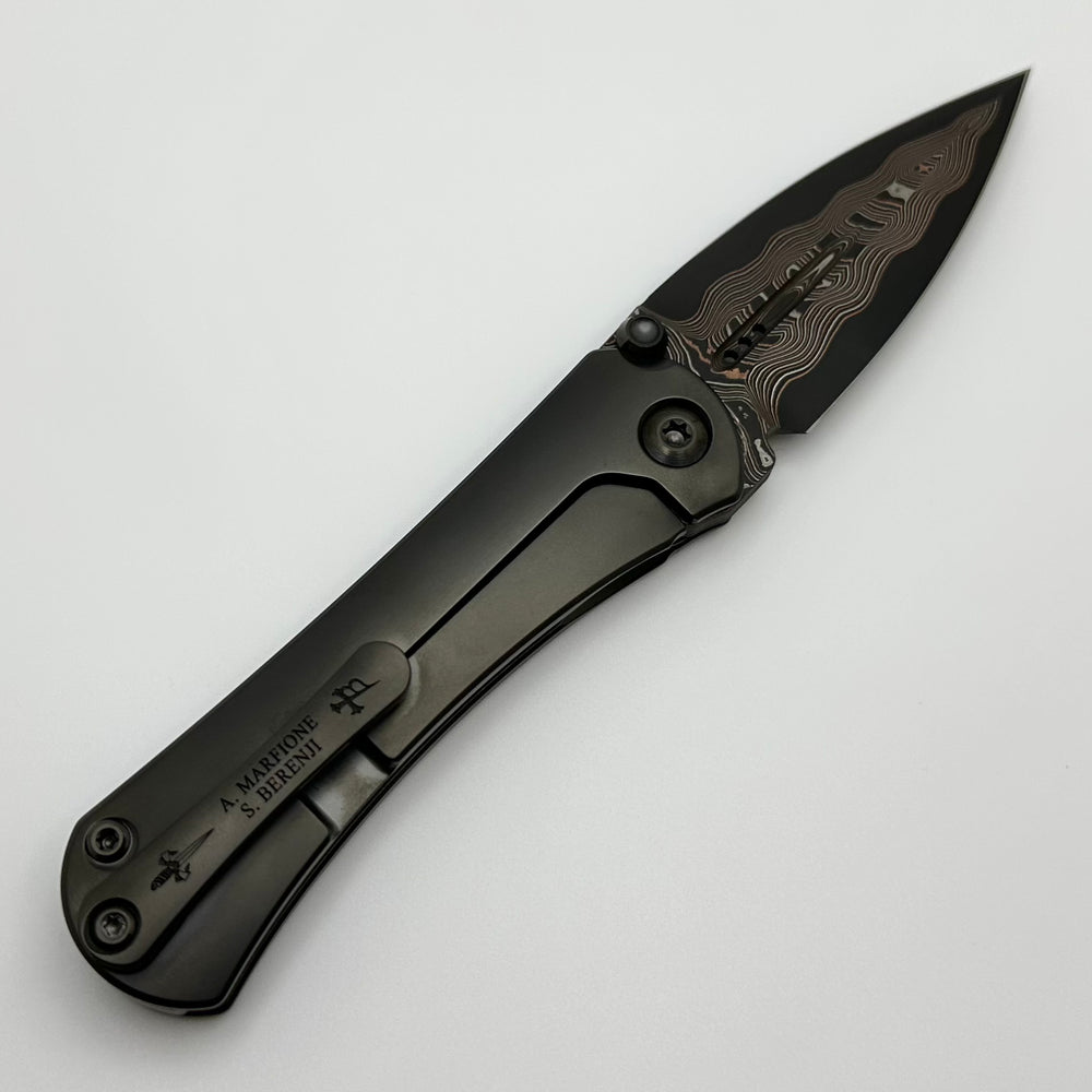 Borka Blades & Marfione 定制SBF Zulu M390钢 钛手柄 黑色 58500