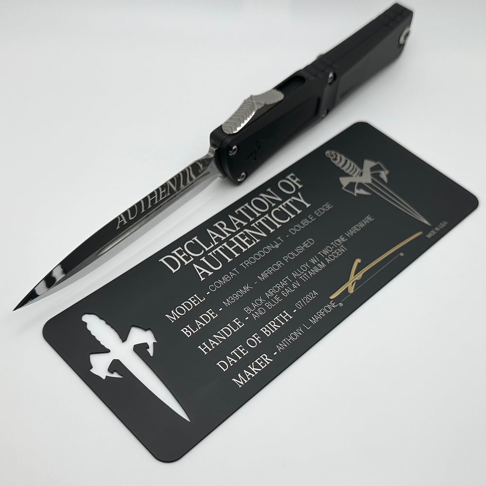 Marfione 定制Combat Troodon M390MK钢 铝制手柄 黑色（镜面抛光）22800