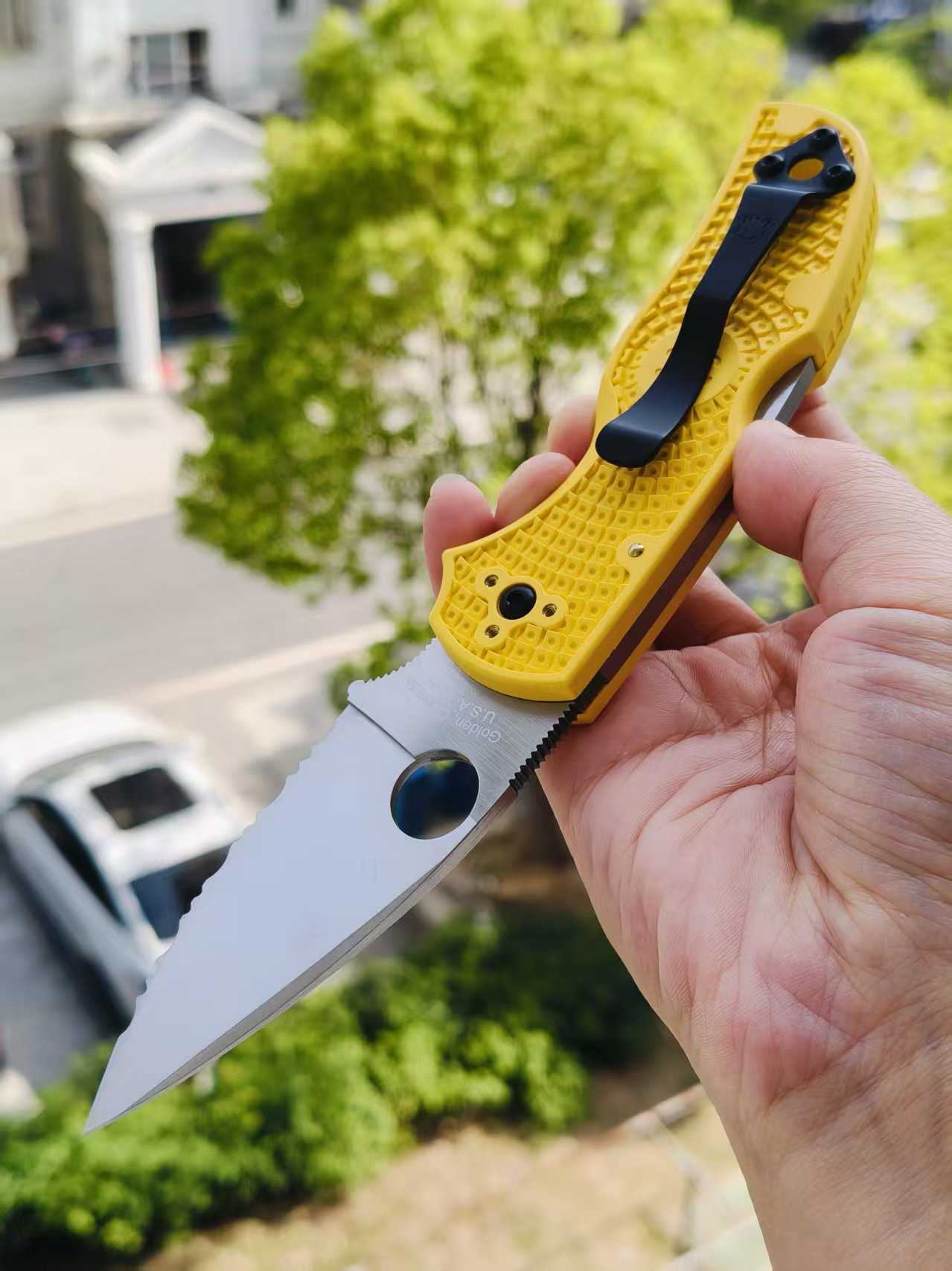 Spyderco C41SYL5 Native 5 CPM-MagnaCut钢  FRN尼龙手柄   黄色 1170
