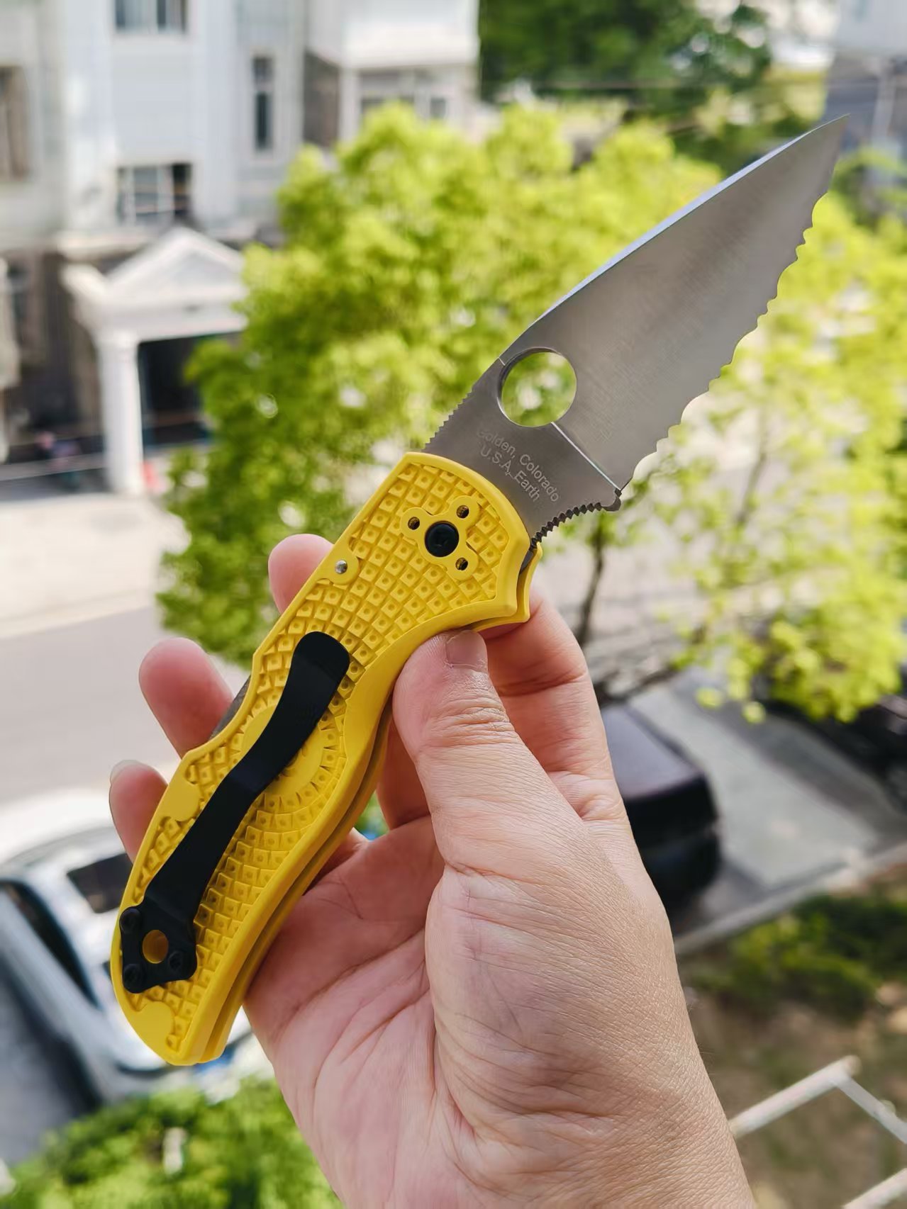 Spyderco C41SYL5 Native 5 CPM-MagnaCut钢  FRN尼龙手柄   黄色 1170