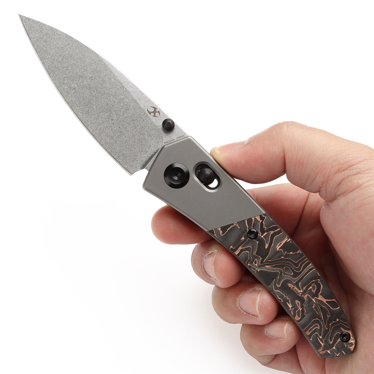 KANSEPT Dako CPM S35VN钢 钛合金+带铜碳纤维手柄 K1101V2 黑铜色 1300