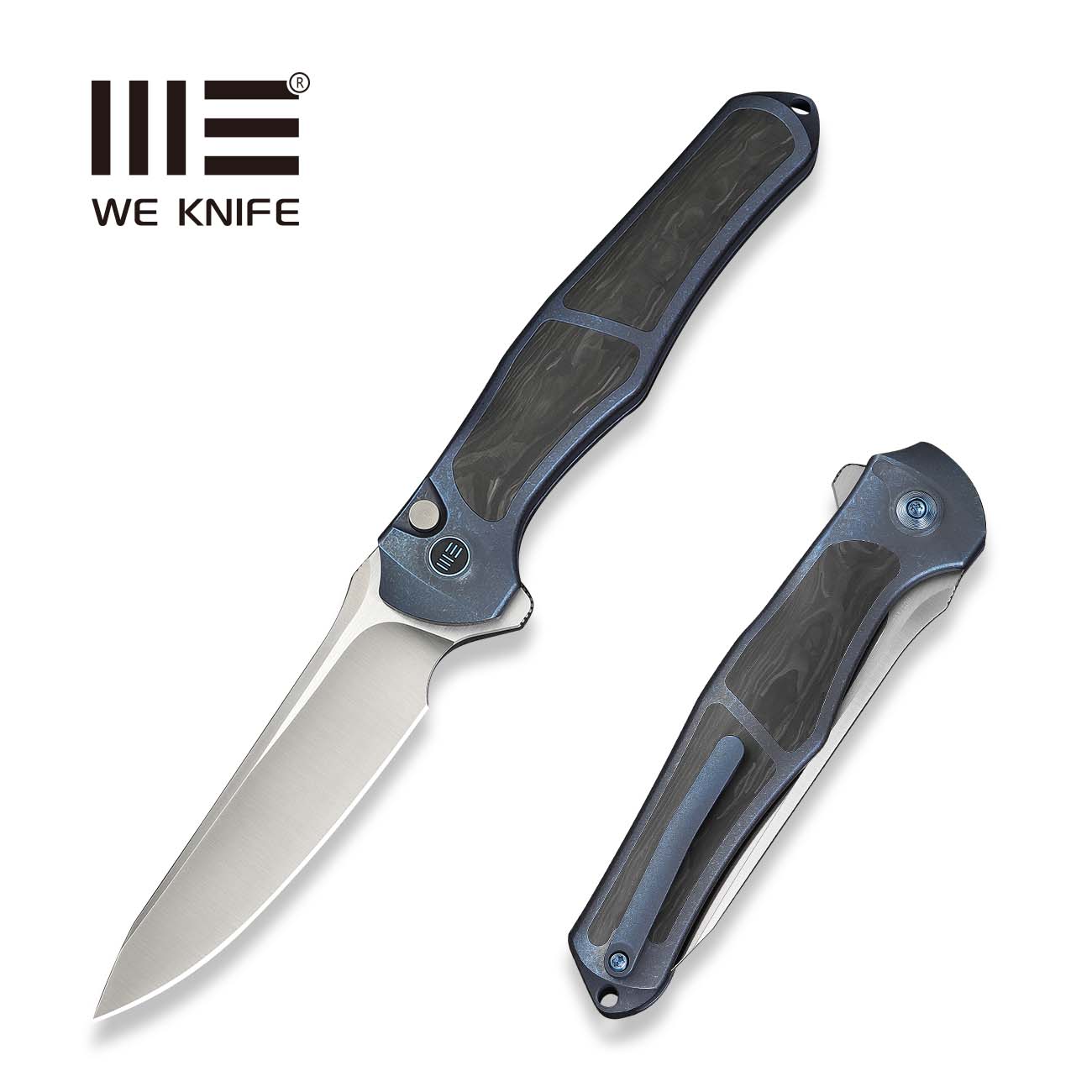 WEKNIFE 702XI M390钢 钛+碳纤维手柄 WE07B-1 钛蓝色 3100