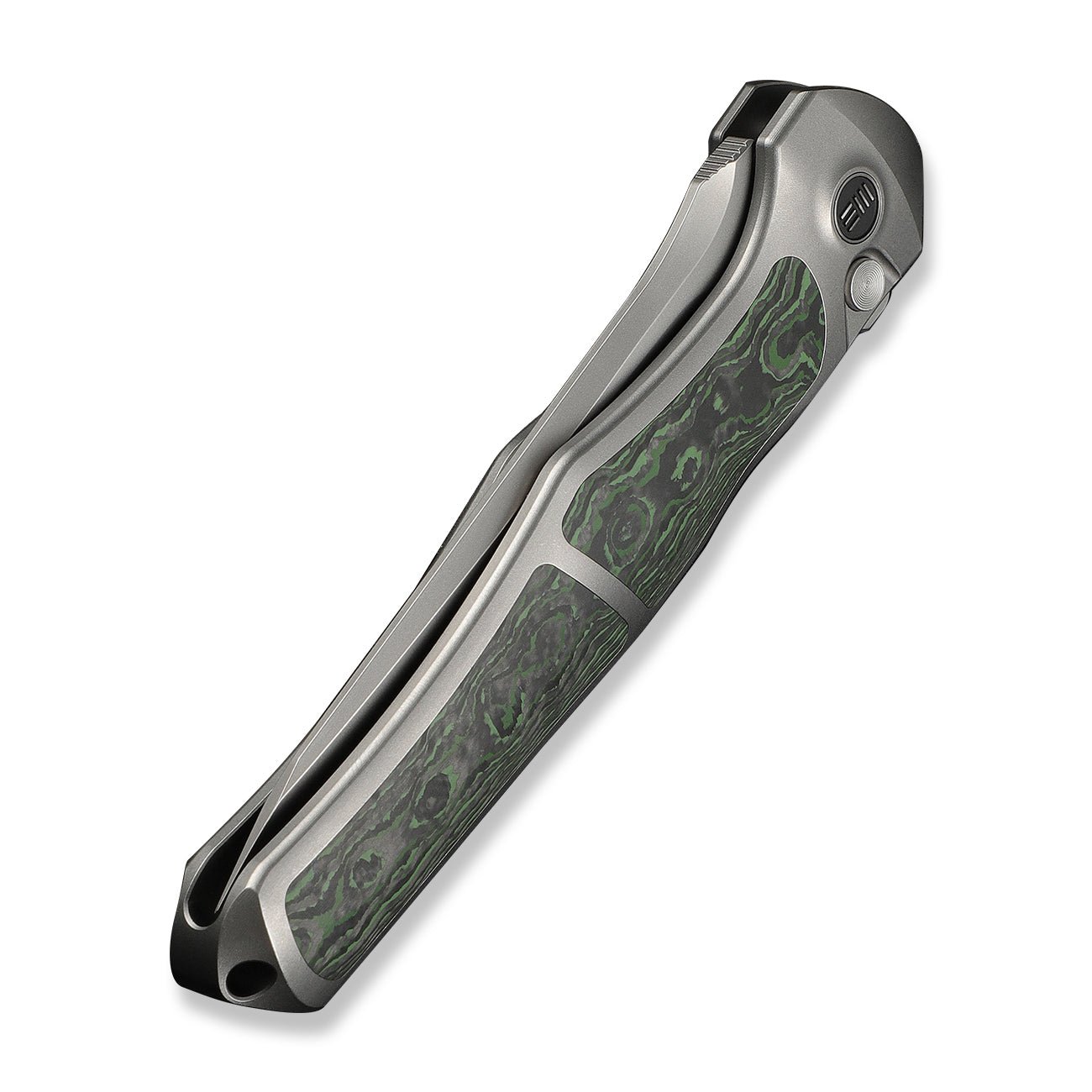 WEKNIFE 702XI M390钢 钛+碳纤维手柄 WE07B-4 钛黑绿色 3560