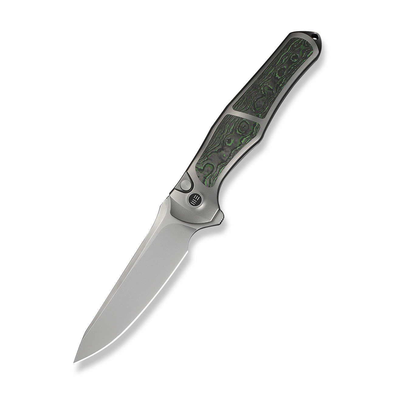 WEKNIFE 702XI M390钢 钛+碳纤维手柄 WE07B-4 钛黑绿色 3560