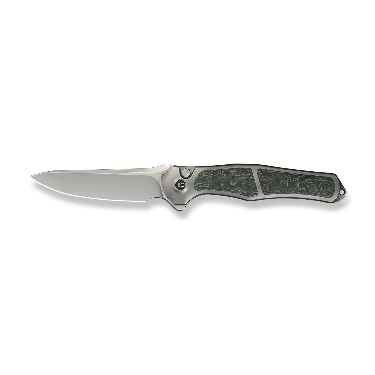 WEKNIFE 702XI M390钢 钛+碳纤维手柄 WE07B-4 钛黑绿色 3560