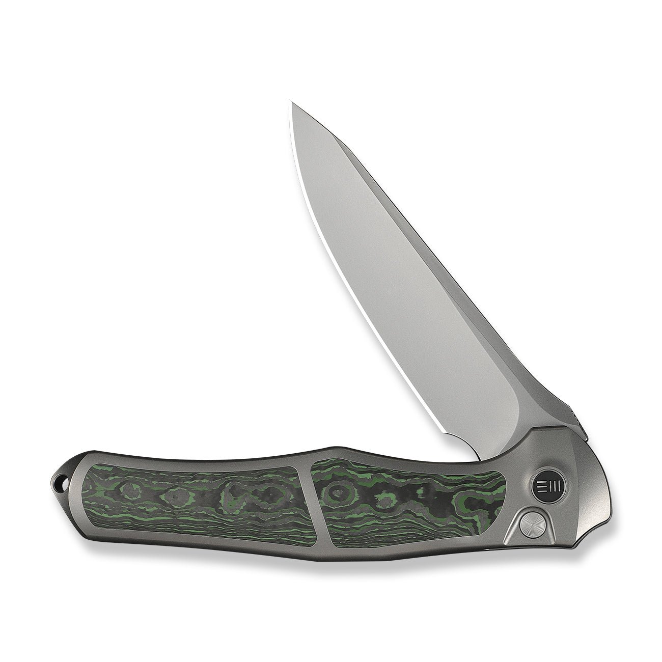 WEKNIFE 702XI M390钢 钛+碳纤维手柄 WE07B-4 钛黑绿色 3560