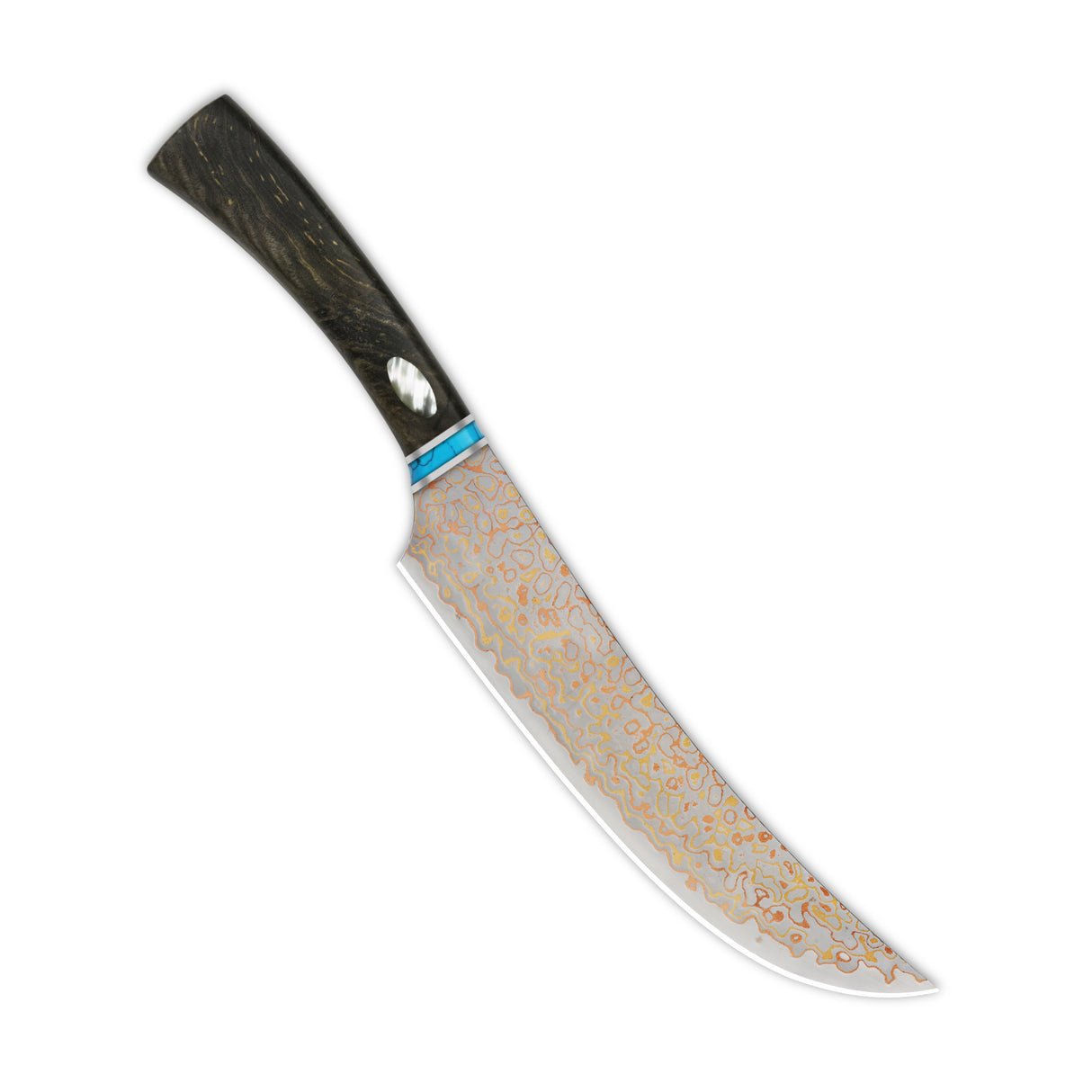 QSP Kitchen Knife Noble系列 7.75英寸大马士革钢 木柄+鲍鱼壳镶嵌 QS-KK-006B 黑色 1890