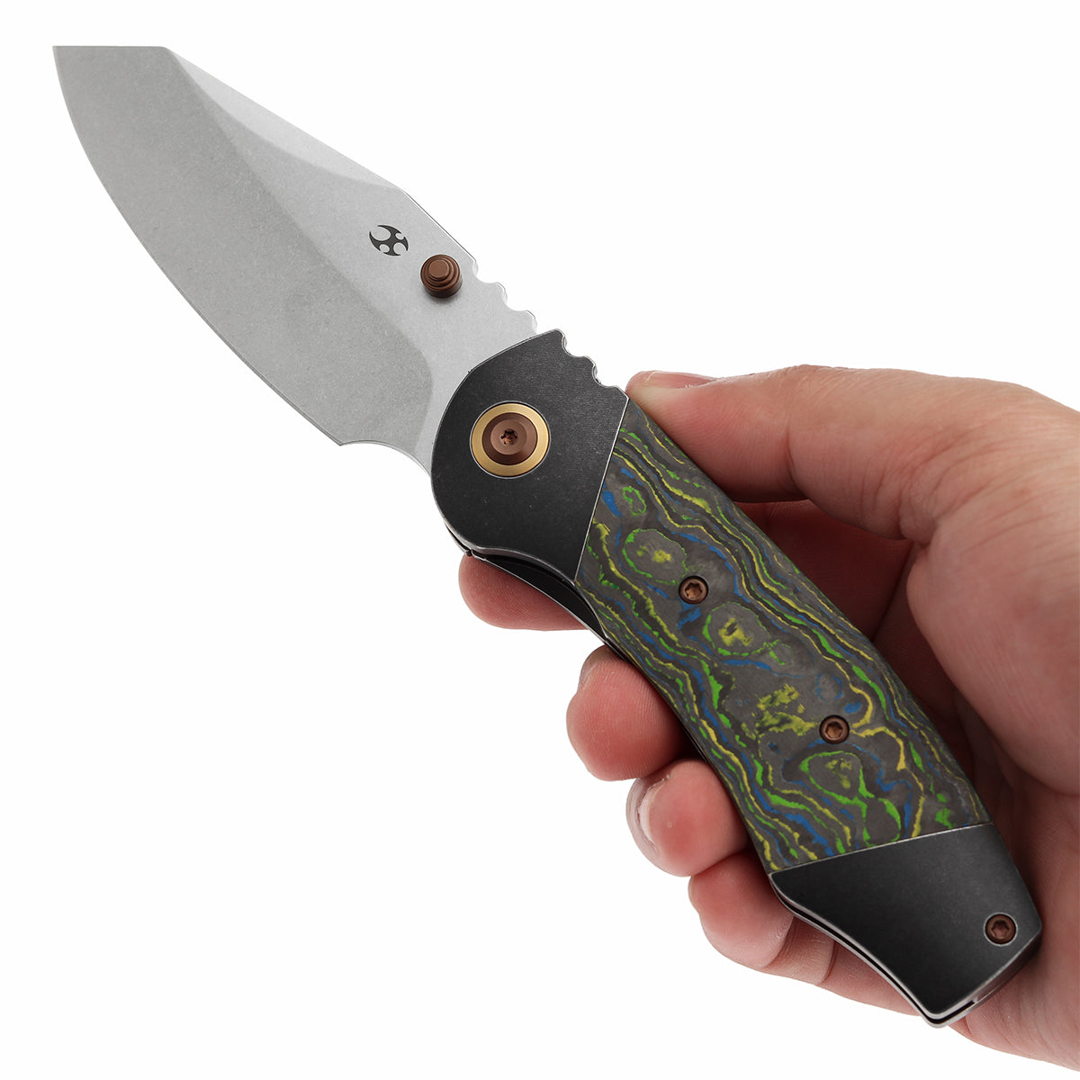 KANSEPT Caveman CPM 20CV钢 钛+碳手柄 K1110B1 黑绿色 1800