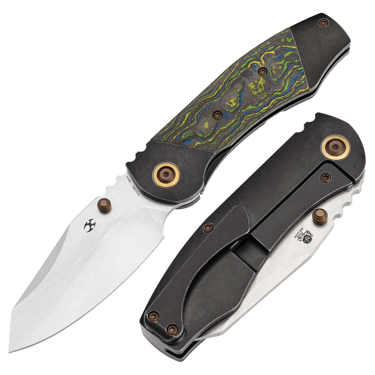 KANSEPT Caveman CPM 20CV钢 钛+碳手柄 K1110B1 黑绿色 1800