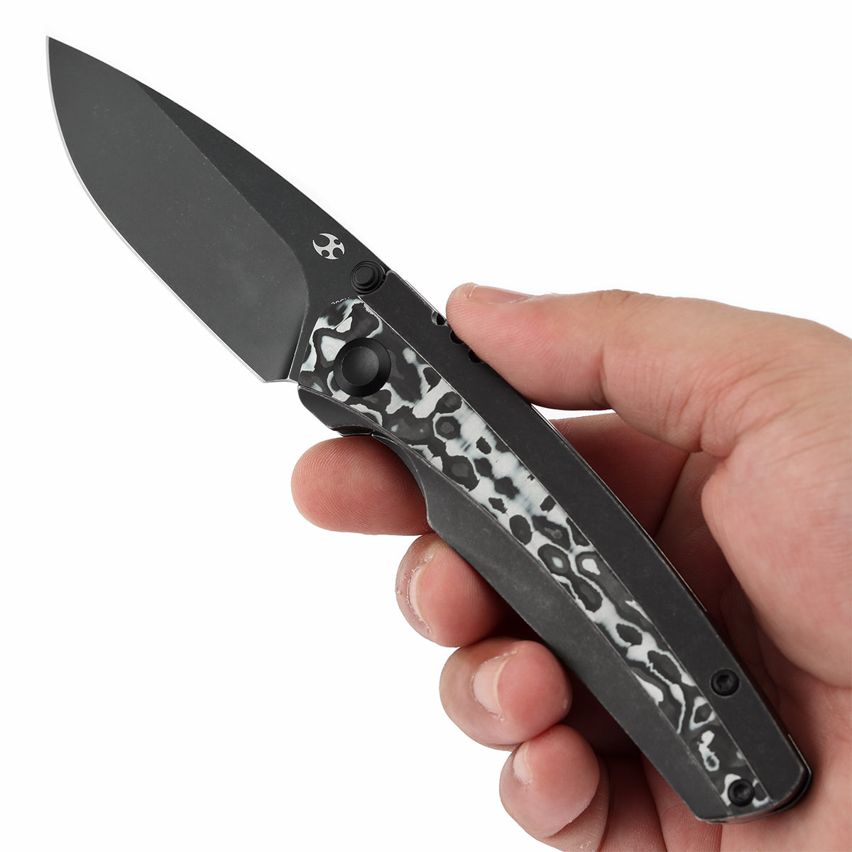 KANSEPT Raven CPM 20CV钢 钛+碳纤维手柄 K2109A1 黑白色 1200