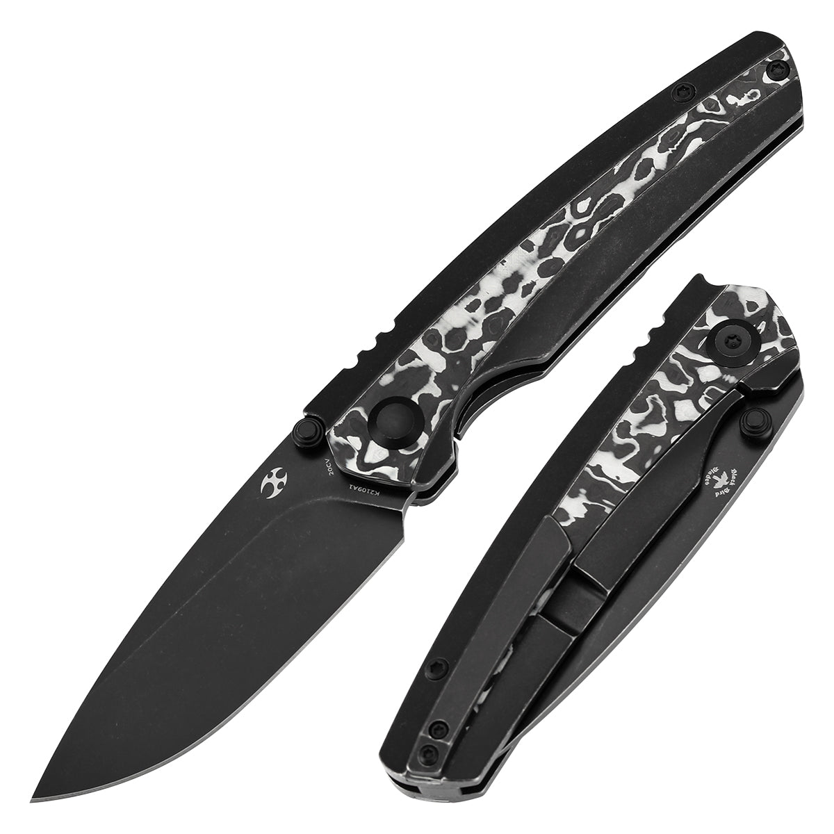KANSEPT Raven CPM 20CV钢 钛+碳纤维手柄 K2109A1 黑白色 1200
