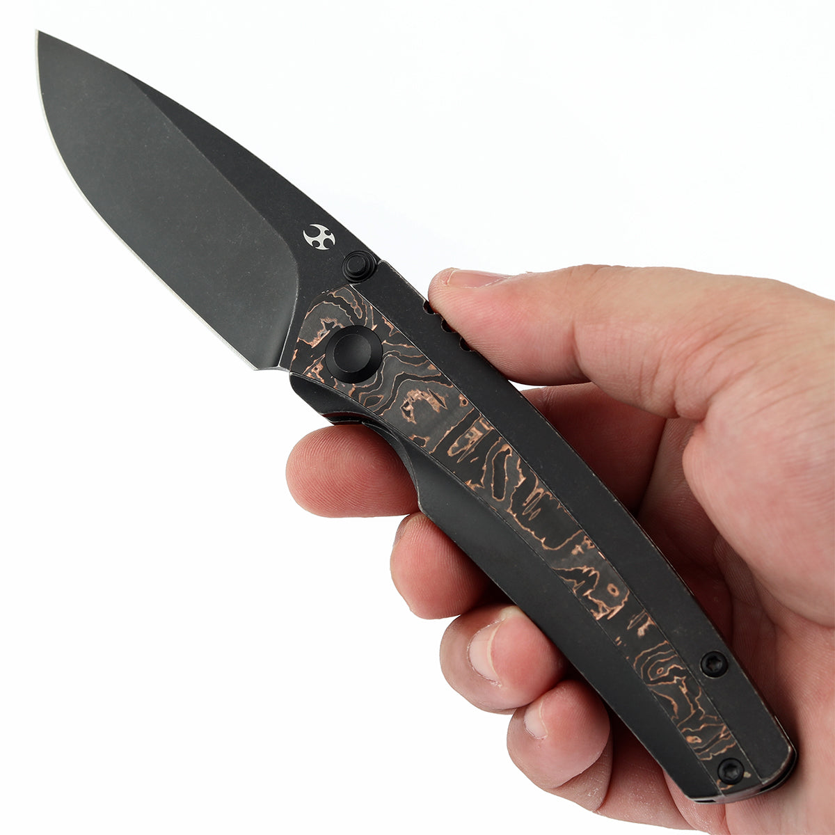 KANSEPT Raven CPM 20CV钢 钛+铜碳纤维手柄 K2109A3 黑铜色 1200