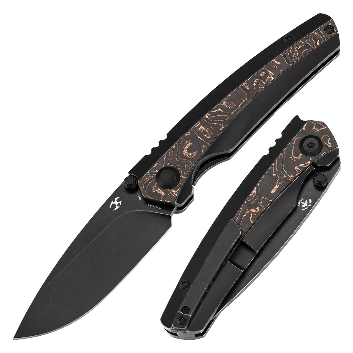 KANSEPT Raven CPM 20CV钢 钛+铜碳纤维手柄 K2109A3 黑铜色 1200