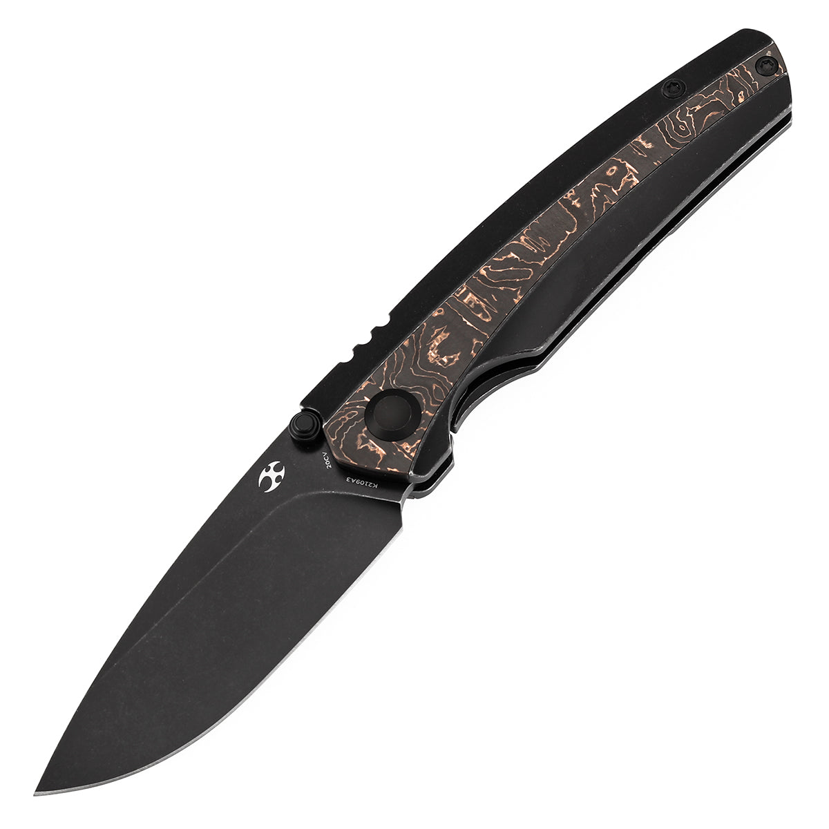 KANSEPT Raven CPM 20CV钢 钛+铜碳纤维手柄 K2109A3 黑铜色 1200