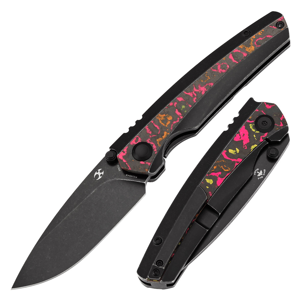 KANSEPT Raven CPM 20CV钢 钛+碳纤维手柄 K2109A6 黑红色 1380