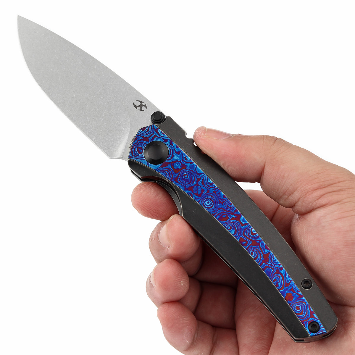 KANSEPT Raven CPM 20CV钢 钛+碳纤维手柄 K2109A5 黑蓝色 1800