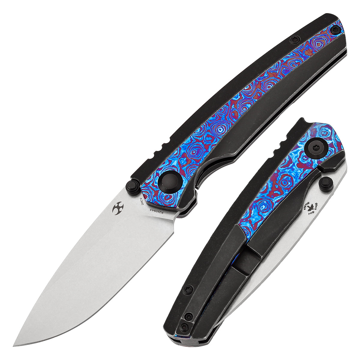 KANSEPT Raven CPM 20CV钢 钛+碳纤维手柄 K2109A5 黑蓝色 1800